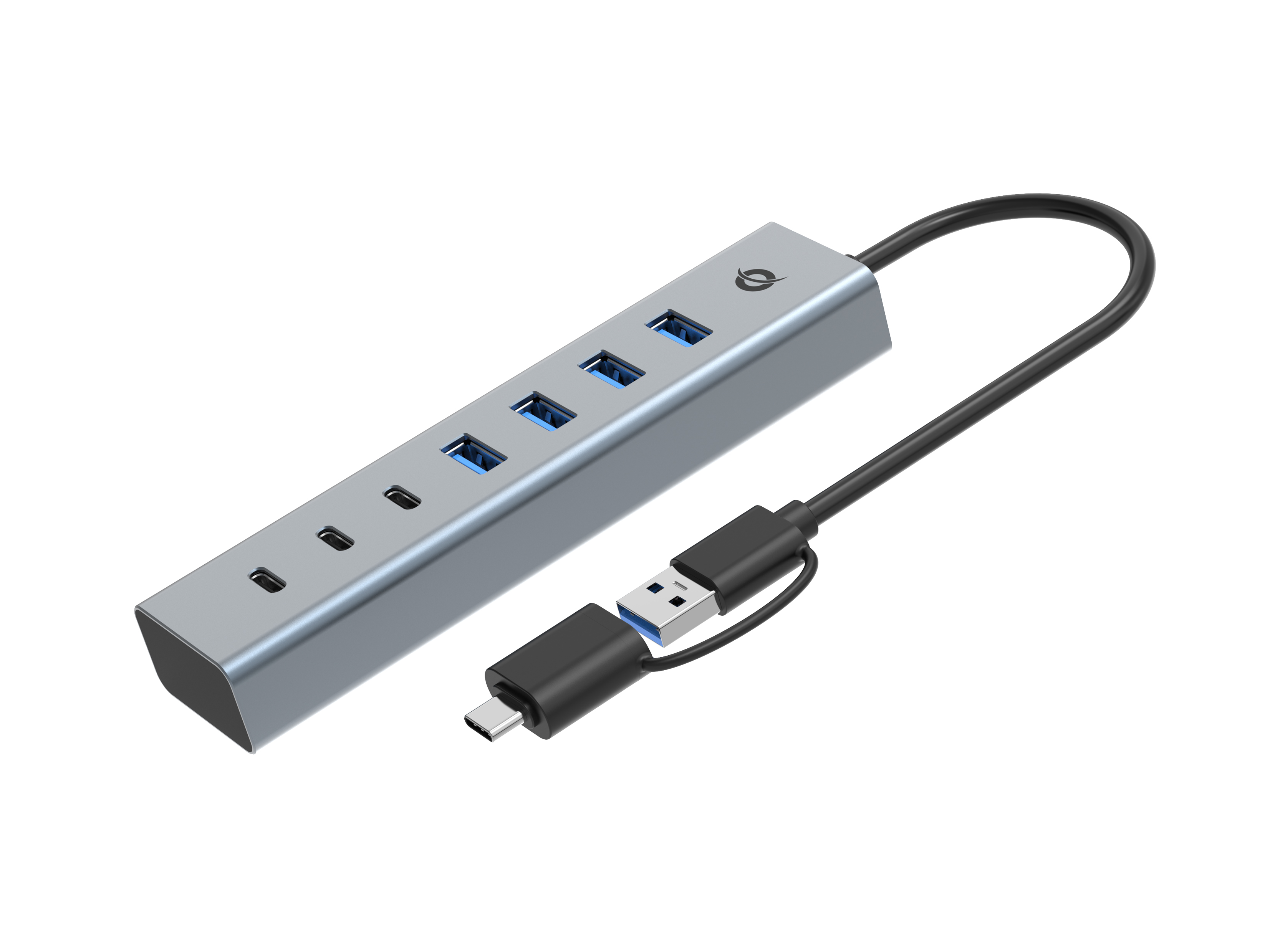CONCEPTRONIC 7-Port Hub USB-A3.0/-C Adap.->4xA3.0+m.Netz. gr