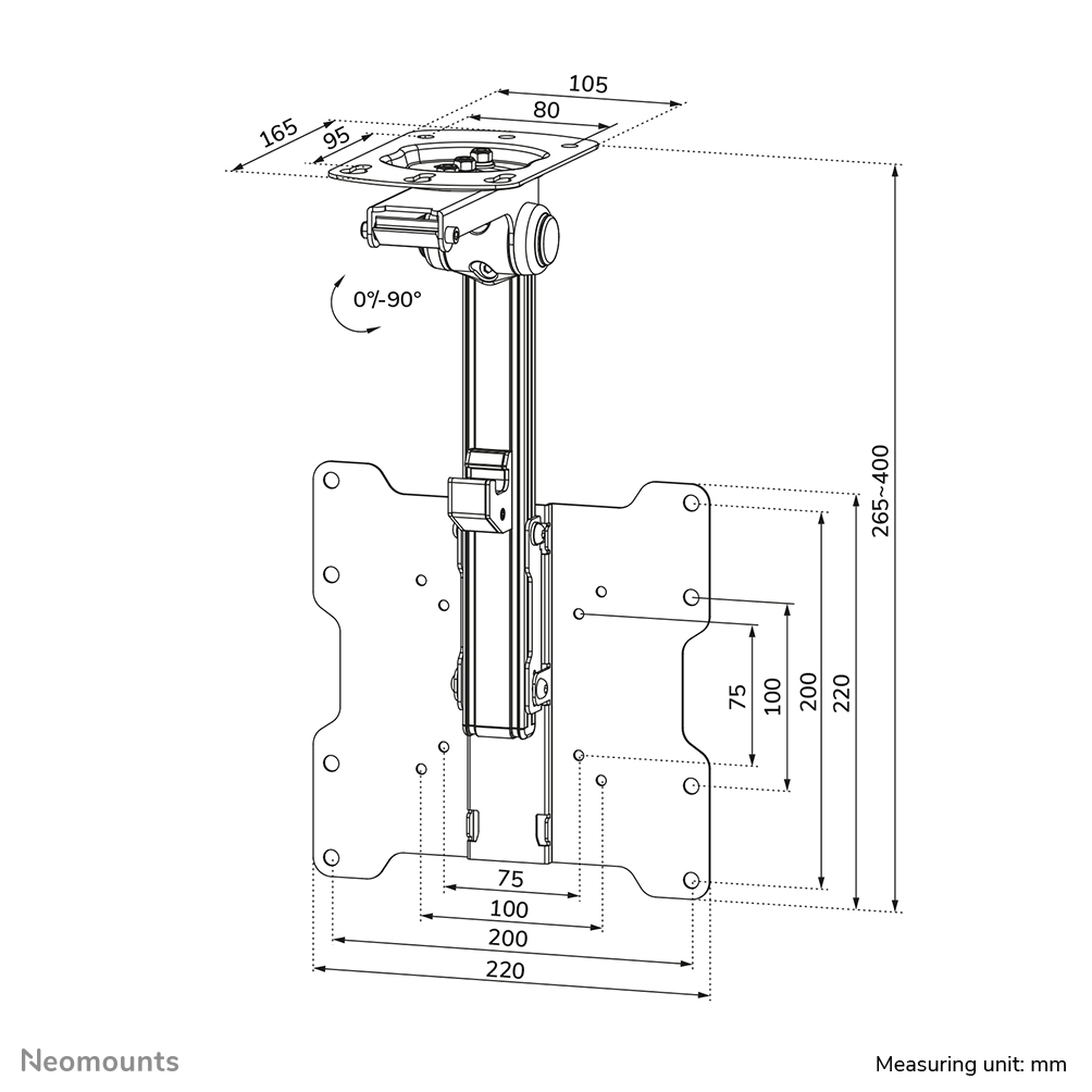 Neomounts DEH 10-40 1TFT 1Gelenk H:26,5-40cm Max.20KG sw