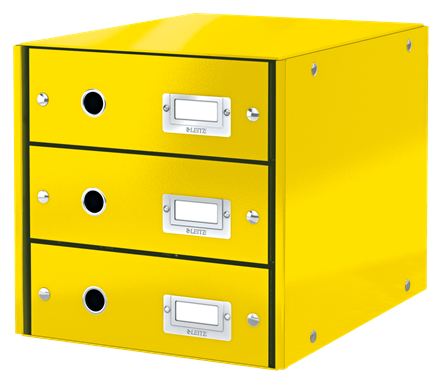 LEITZ Schubladenbox Click & Store gelb 60480016, DIN A4 mit 3 Schubladen, 1 St.