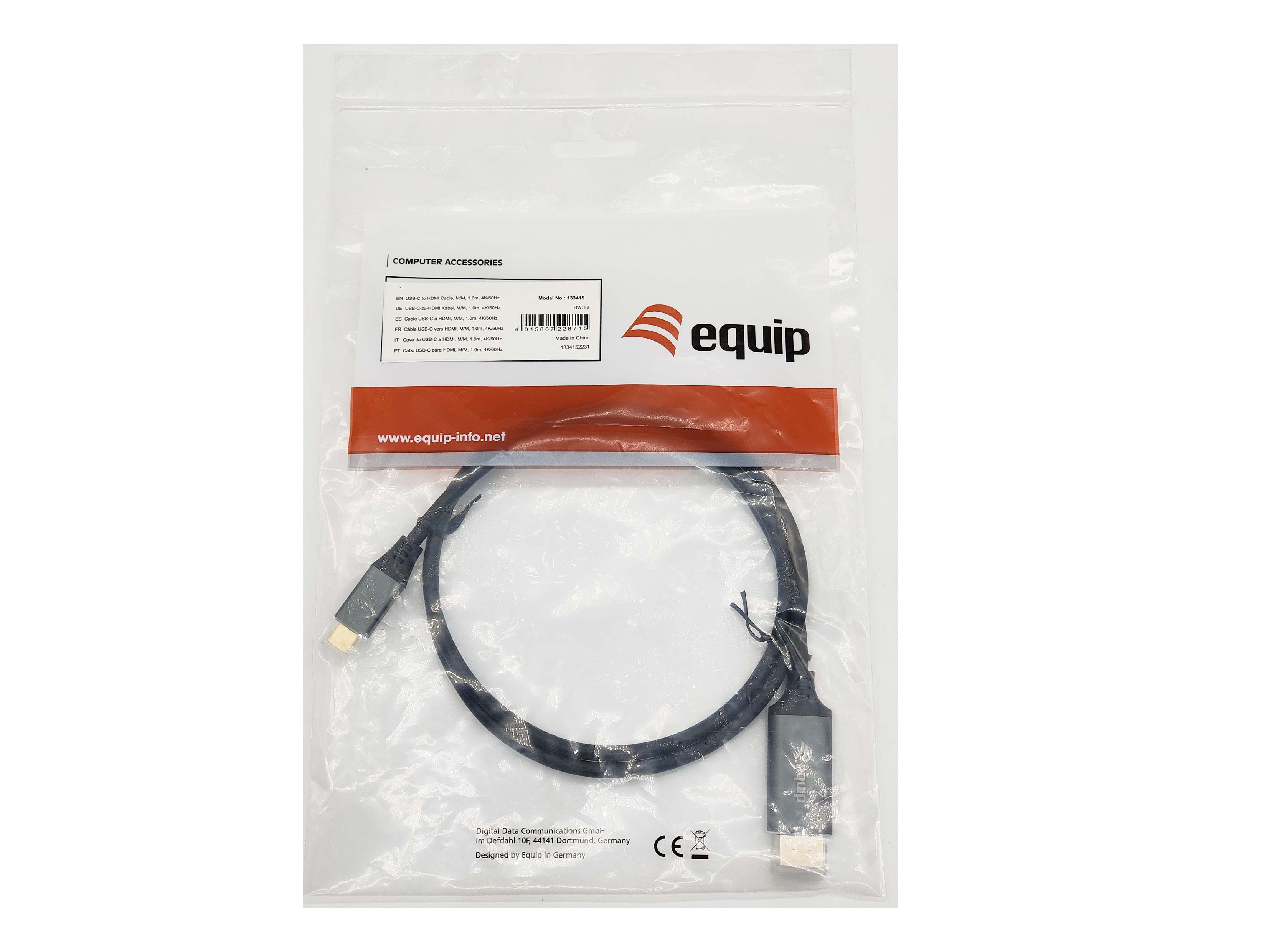 Equip Adapter USB-C->HDMI2.0 St/St 4K/ 60Hz 1.00m PVC