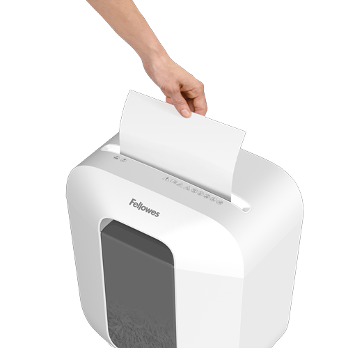 Fellowes Powershred LX25 Aktenvernichter mit Partikelschnitt P-4, 4 x 37 mm, bis 6 Blatt, weiß