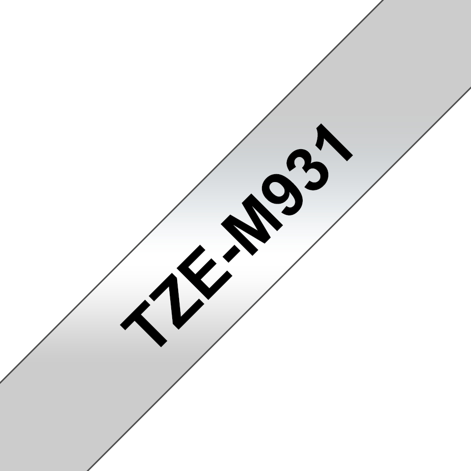 TZE-M931 LAMINATED TAPE 12MM 8M BLACK ON SILVER/METALLIC MATT