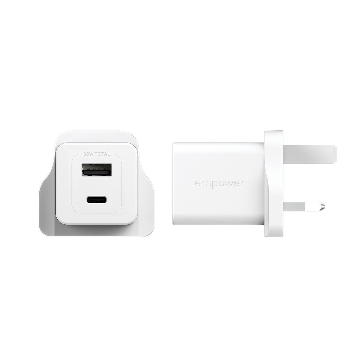 TURBO 35W CHARGER INCL. USB-C USB-A UK PLUGSILVER WHITE