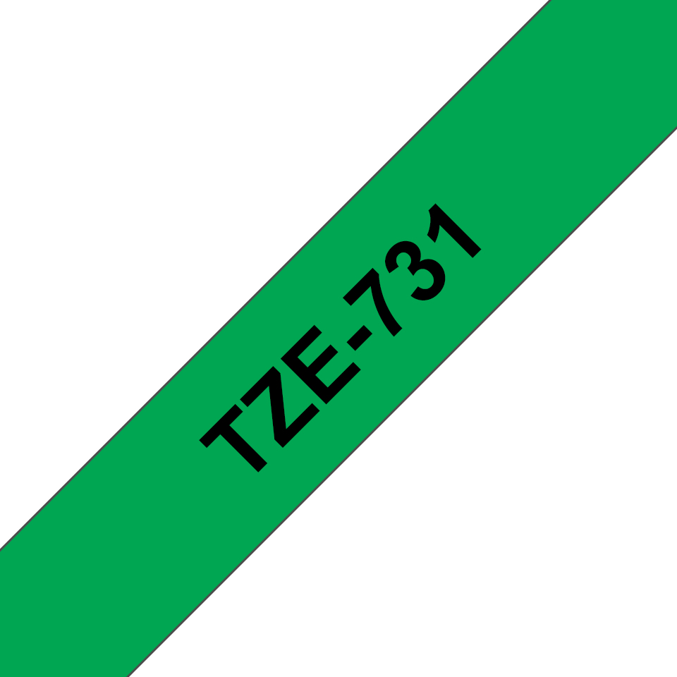 TZE-731 LAMINATED TAPE 12MM 8M BLACK ON GREEN