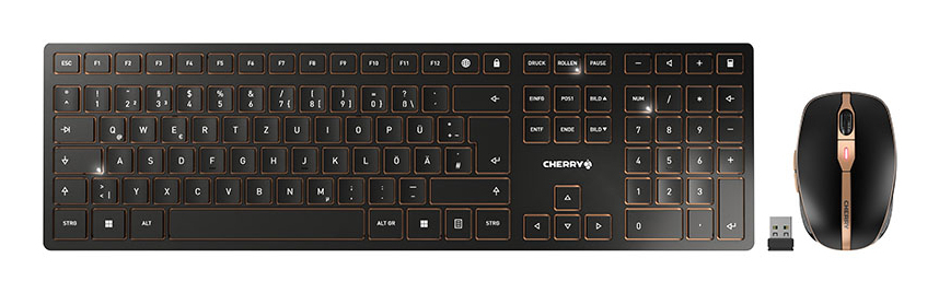 CHERRY DW9100 Wireless SLIM Maus&Tastatur DE schwarz/bronze