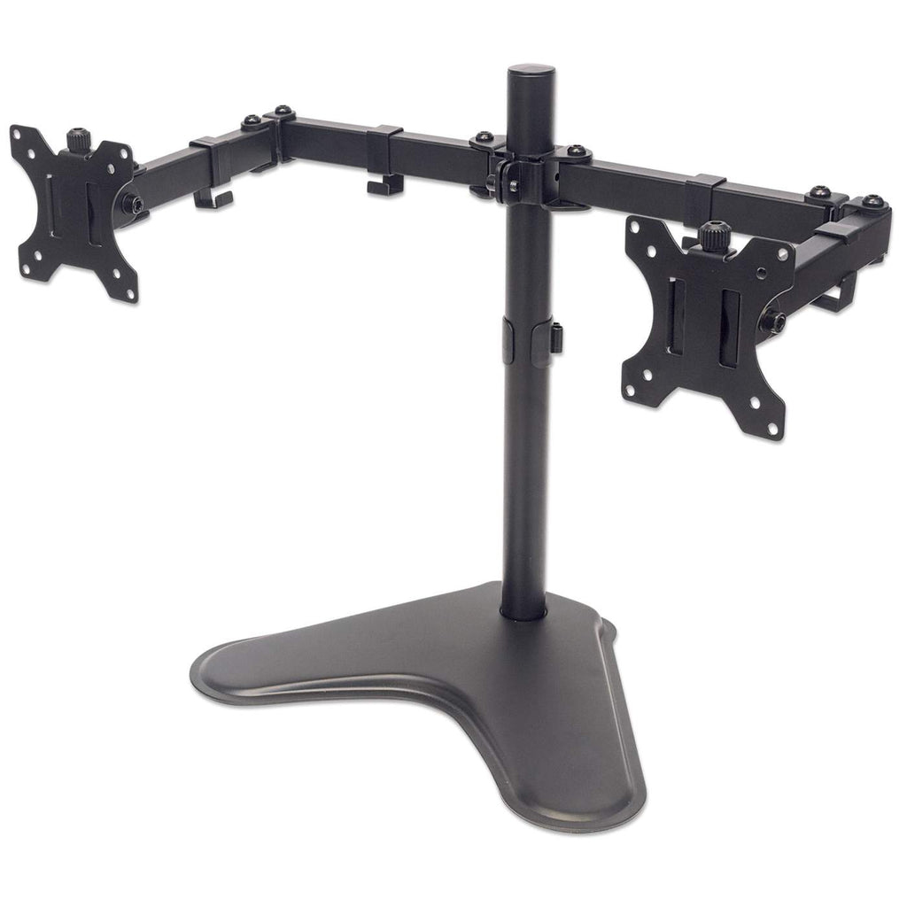 MANHATTAN Standfuss mit Monitorarm fuer 2 Monitore 33,02-81,28cm 13Z bis 32Z bis zu 8kg zweifach schwenkbar schwarz