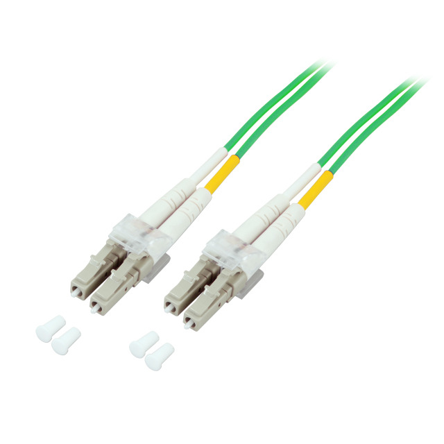 EFB LWL Kabel Duplex Jumper LC-LC 50/125 OM5 2 Meter LSZH Halogenfrei limettengruen 2.0mm geprueft mit Messprotokoll