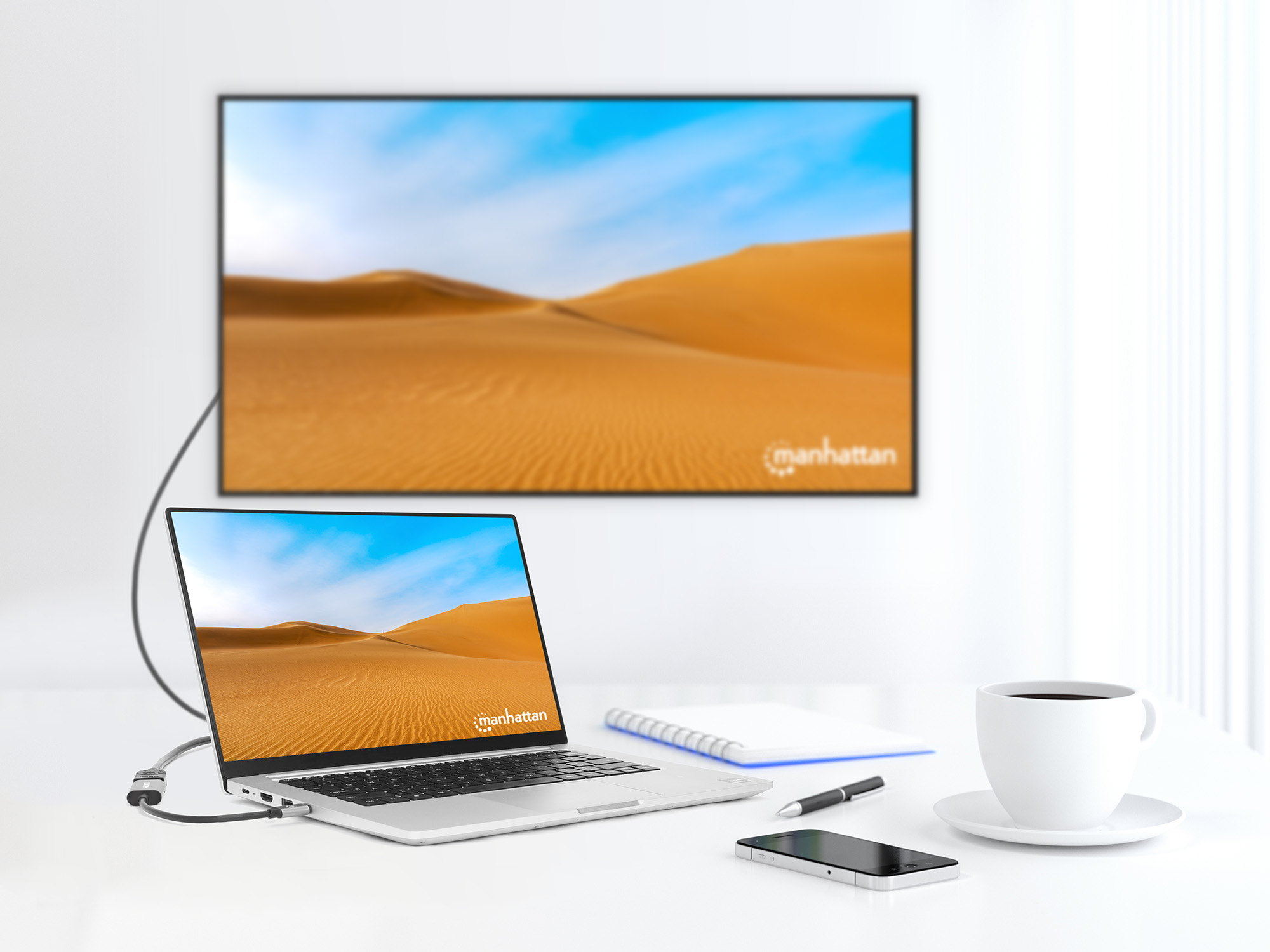 MANHATTAN USB-C auf HDMI-Adapter 4K 60Hz Alu Space grau