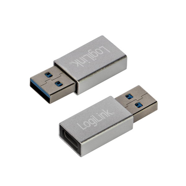 Logilink Adapter USB 3.2 Gen1 Type-C,USB-A/M zu USB-C/F,silb