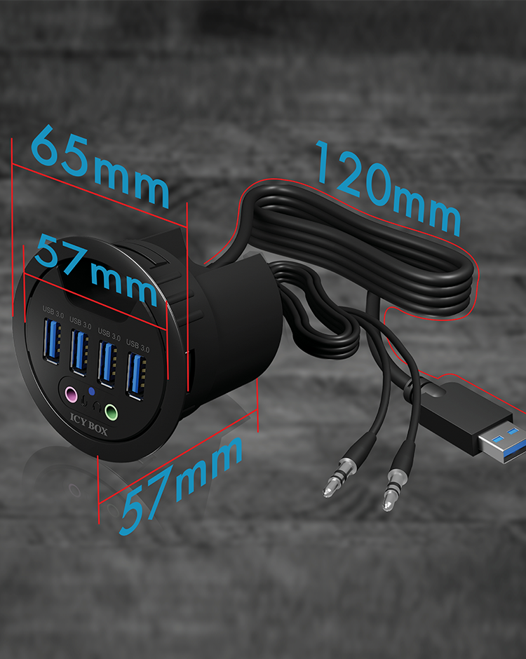 Hub 4-Port IcyBox USB 3.0 IB-Hub1403A Tisch-Hub mit Audio retail