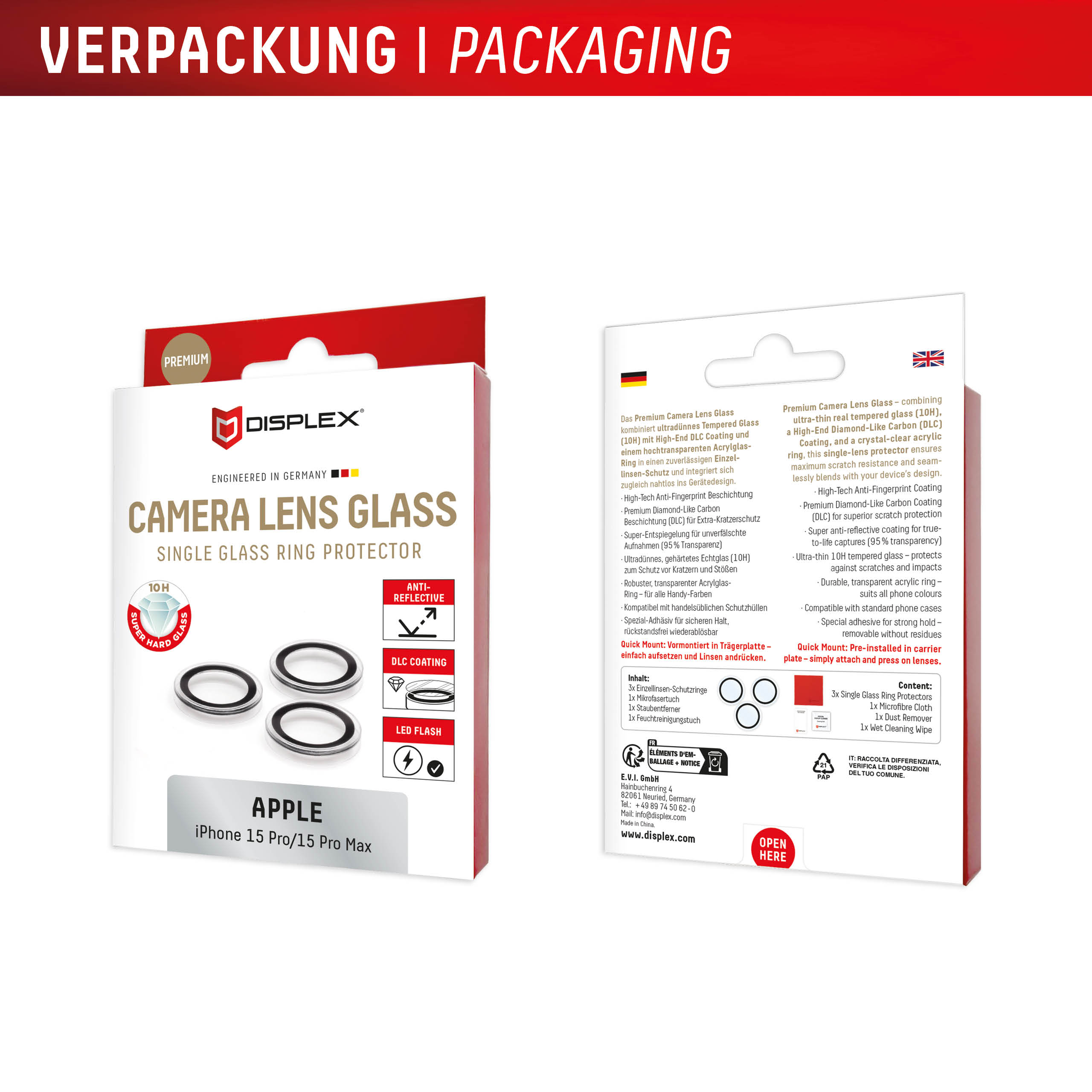 DISPLEX CAMGLASS SINGLE LENS IP 15 PRO/15 PRO MAX