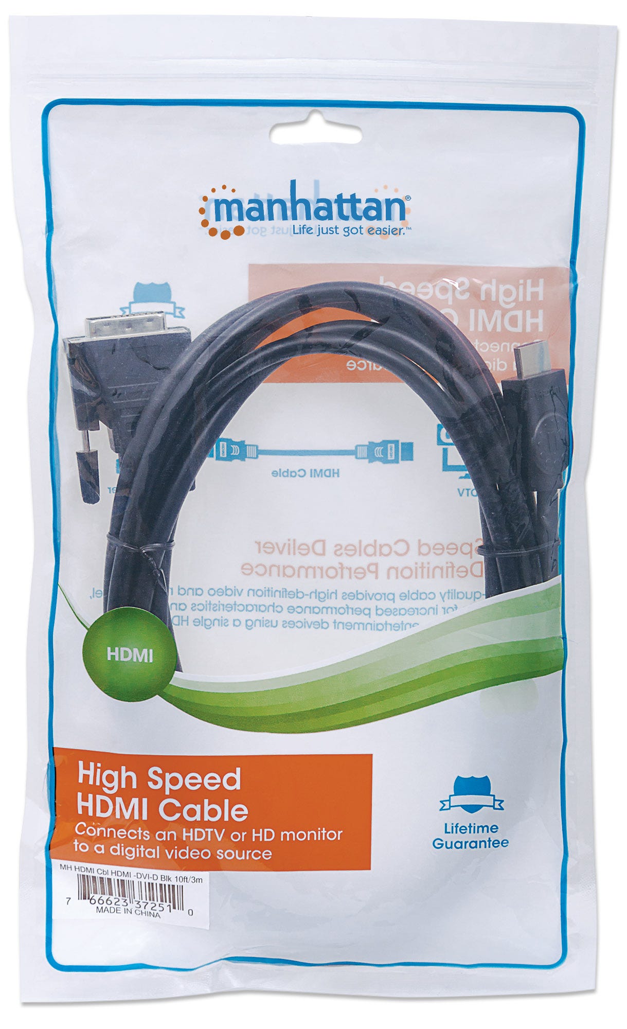MANHATTAN HDMI 1.3 Kabel auf DVI-D DualLink St/St 3.0m bulk
