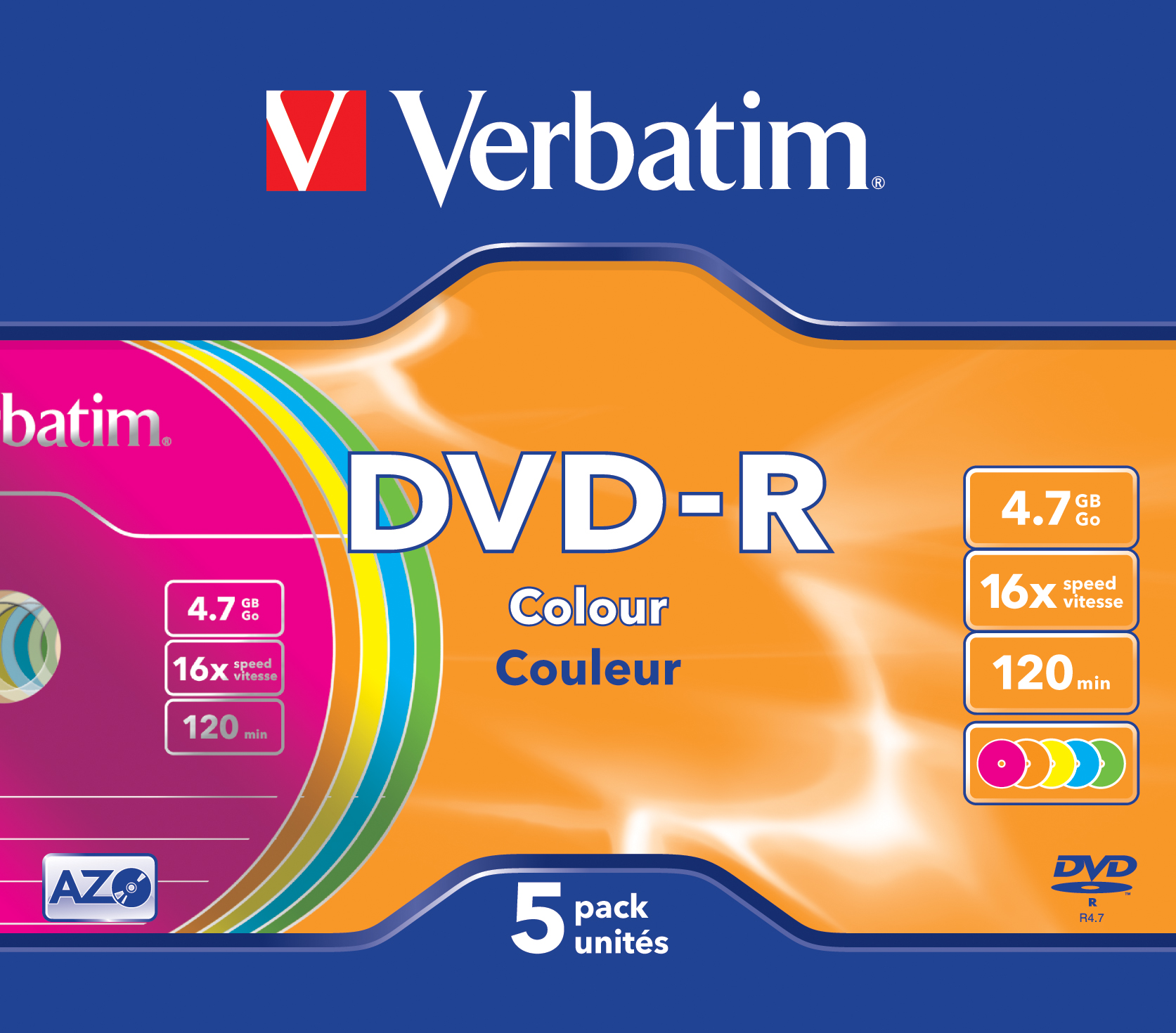 DVD-R Verbatim 4,7GB 5pcs Slim J. Colour 16x