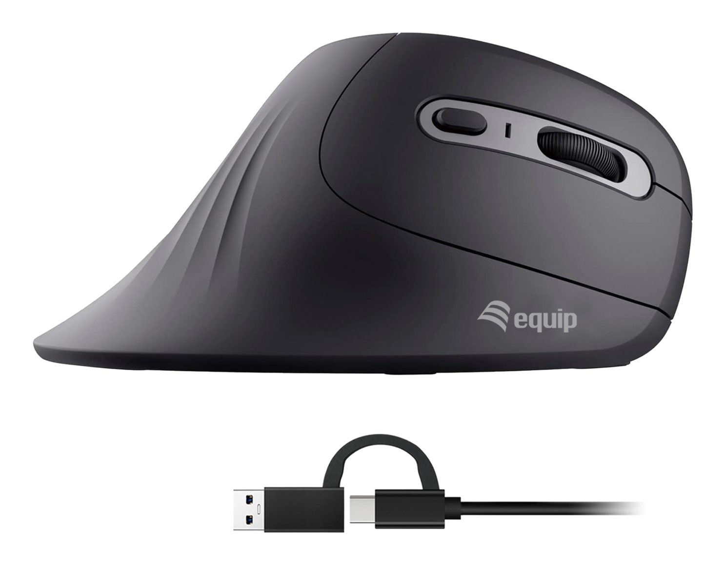 Equip Ergonomische Maus USB-A/-C Stker 1.80m Rechts schwarz