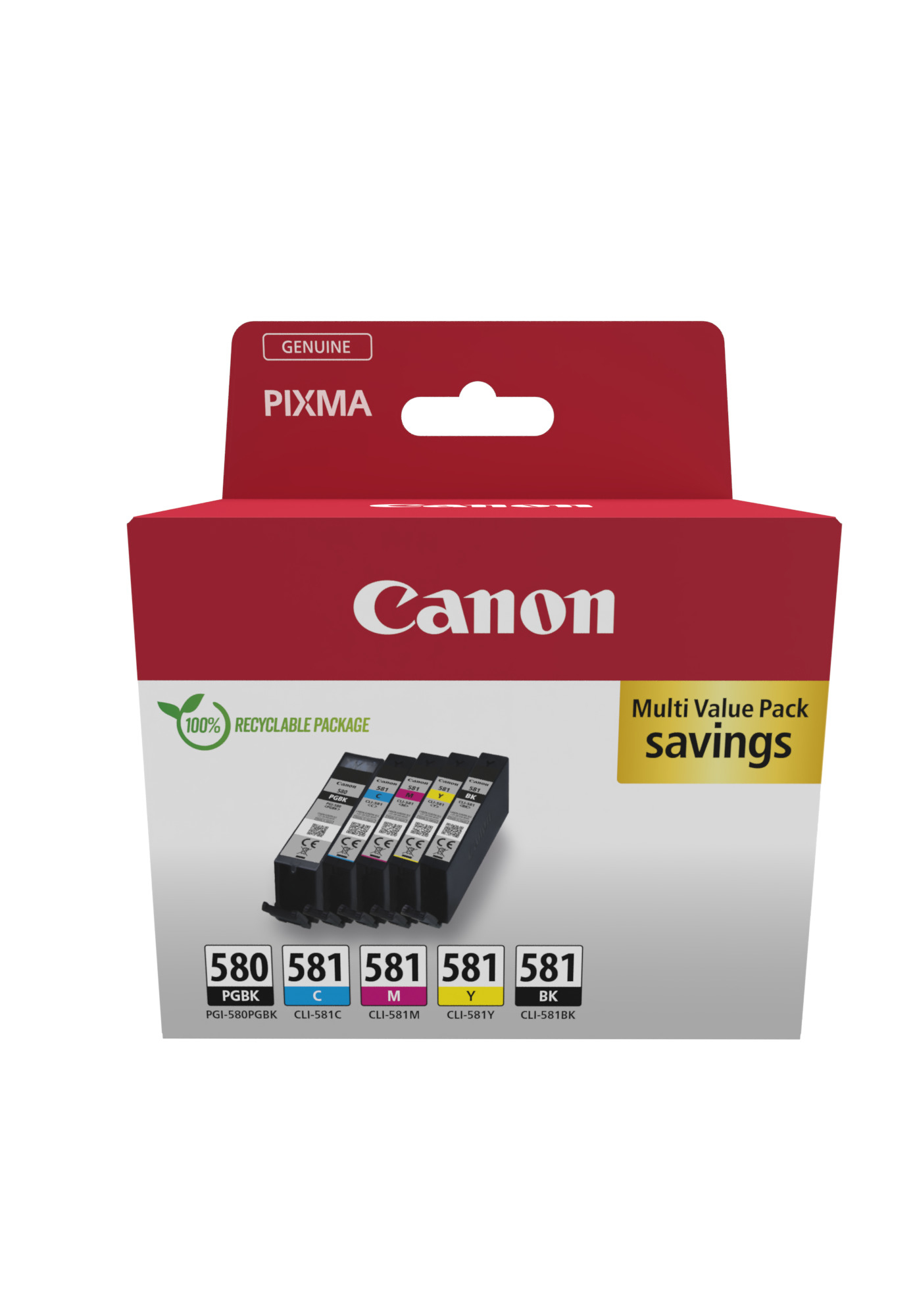 Canon PGI-580 PGBK/CLI-581 BK/C/M/Y schwarz, cyan, magenta, gelb Druckerpatronen, 5er-Set