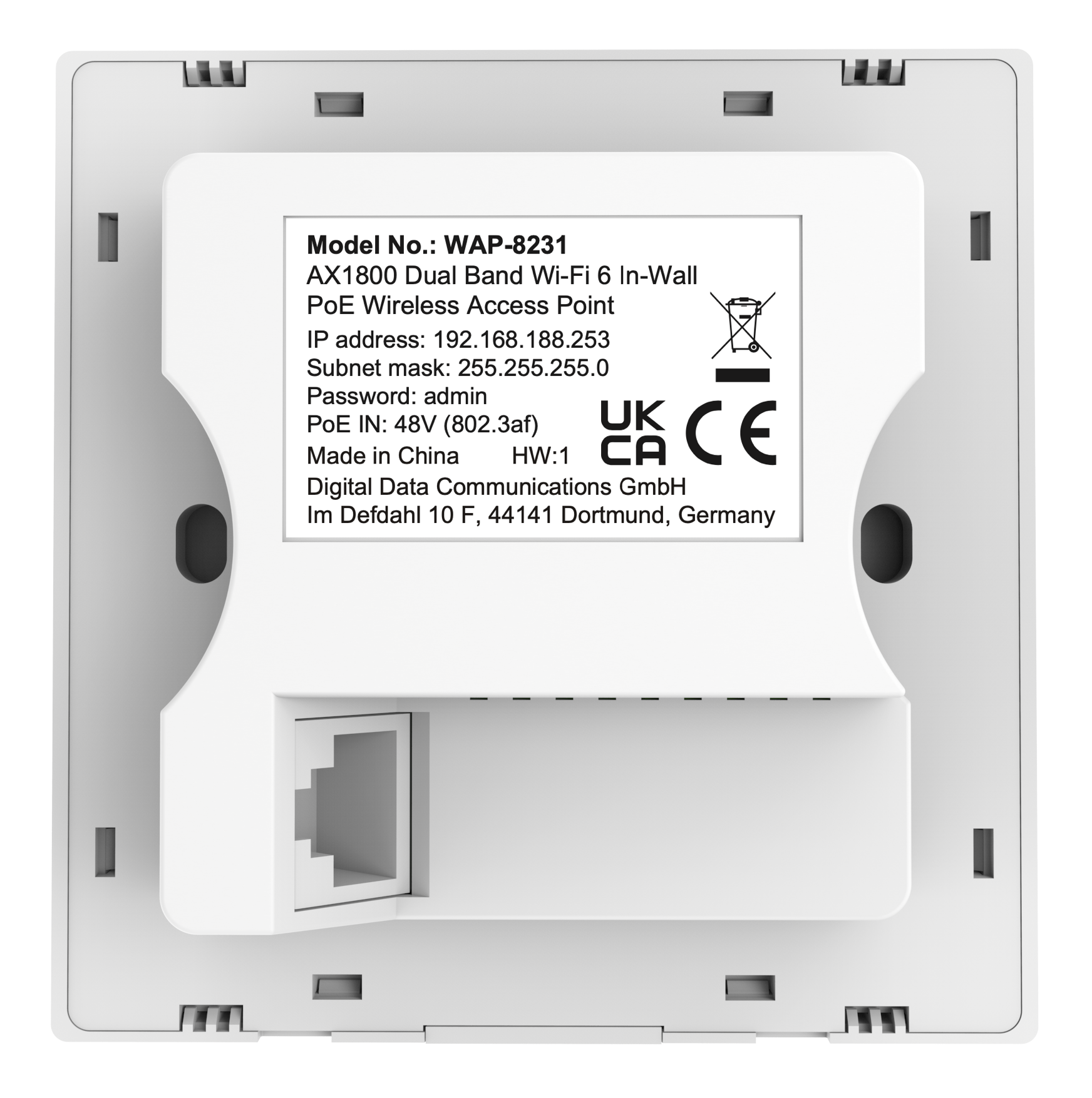 LevelOne WLAN AP AX1800 DualBand PoE/In-Wall/WiFi6