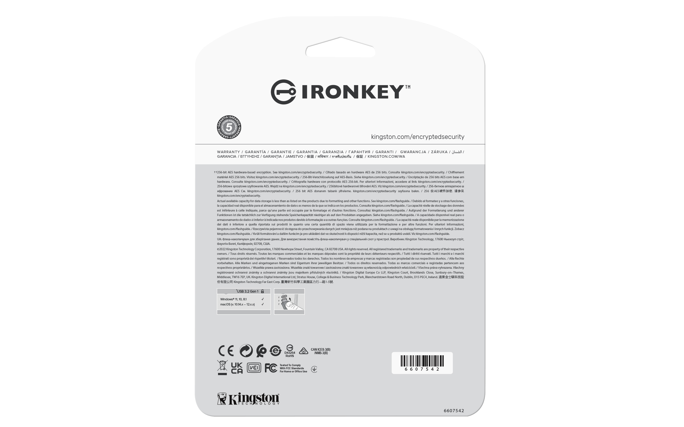 KINGSTON 32GB USB-C IronKey Vault Privacy 50C AES-256 Encrypted FIPS 197