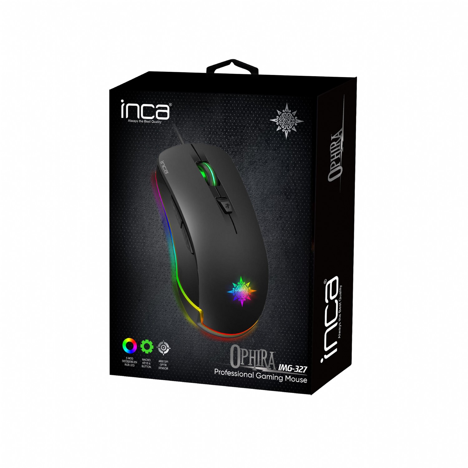 INCA Gaming Maus RGB/ 4800DPI/ 6Tasten/USB 1.50m schwarz retail