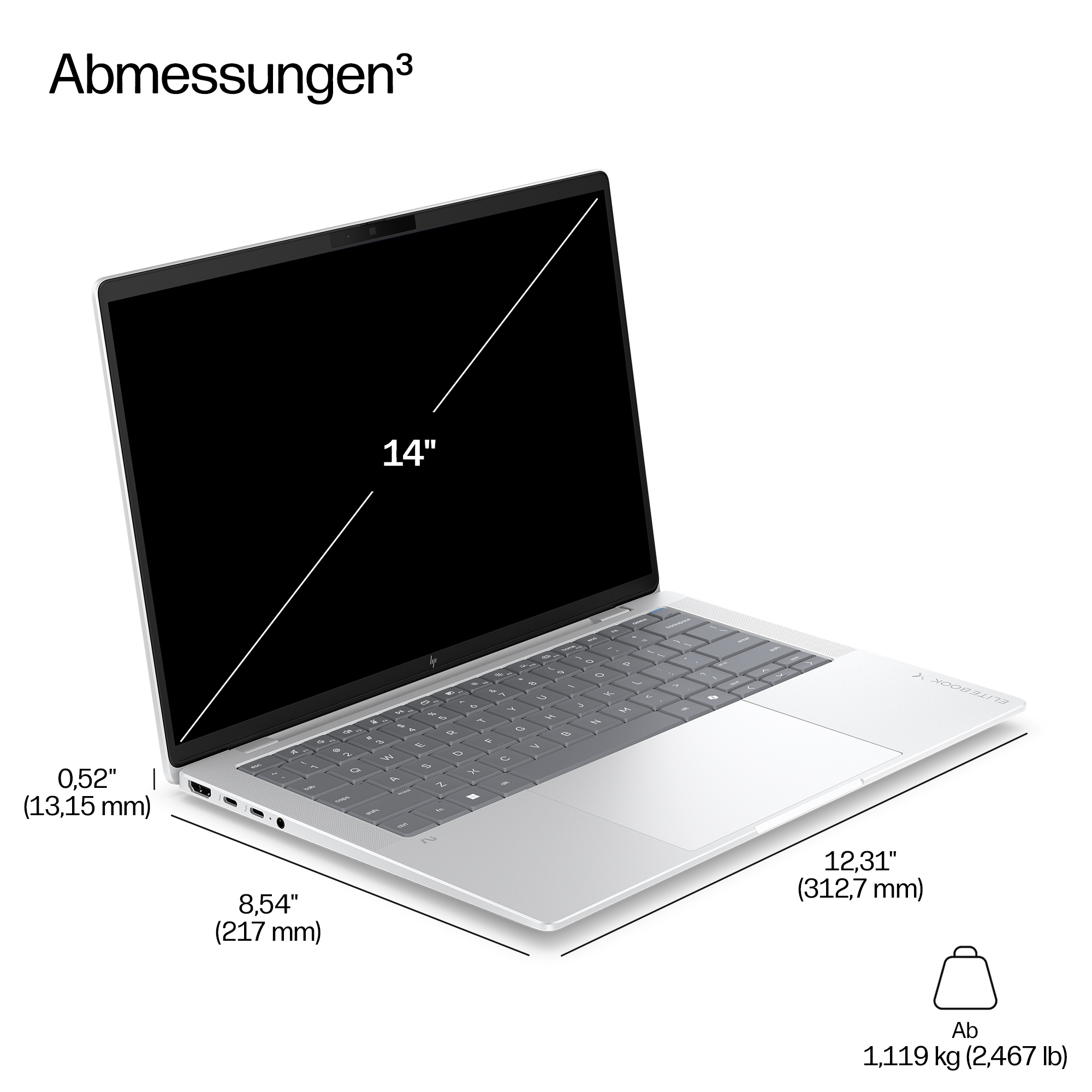 HP EliteBook X G2a AMD Ryzen AI 5 435 35,56cm 14Zoll 2,8k 32GB 512GB/SSD W11P 3J Gar (DE)