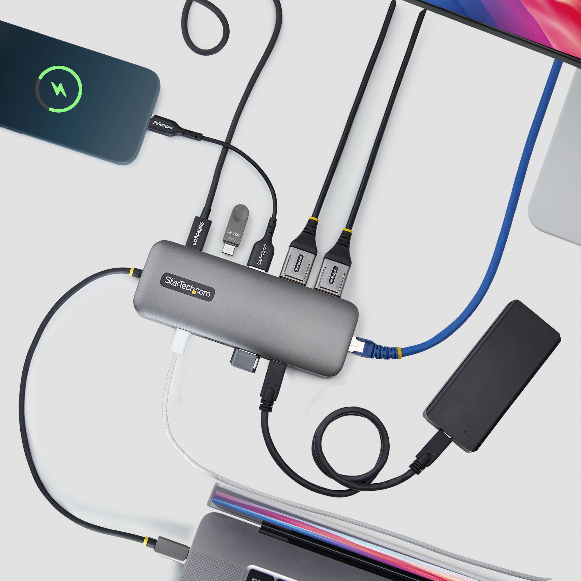 STARTECH.COM 10-in-1 USB-C auf Dual DisplayPort Multiport Adapter 100W Power Delivery 2x4K 60Hz 5-Port 5Gbps Hub GbE Mini Dock