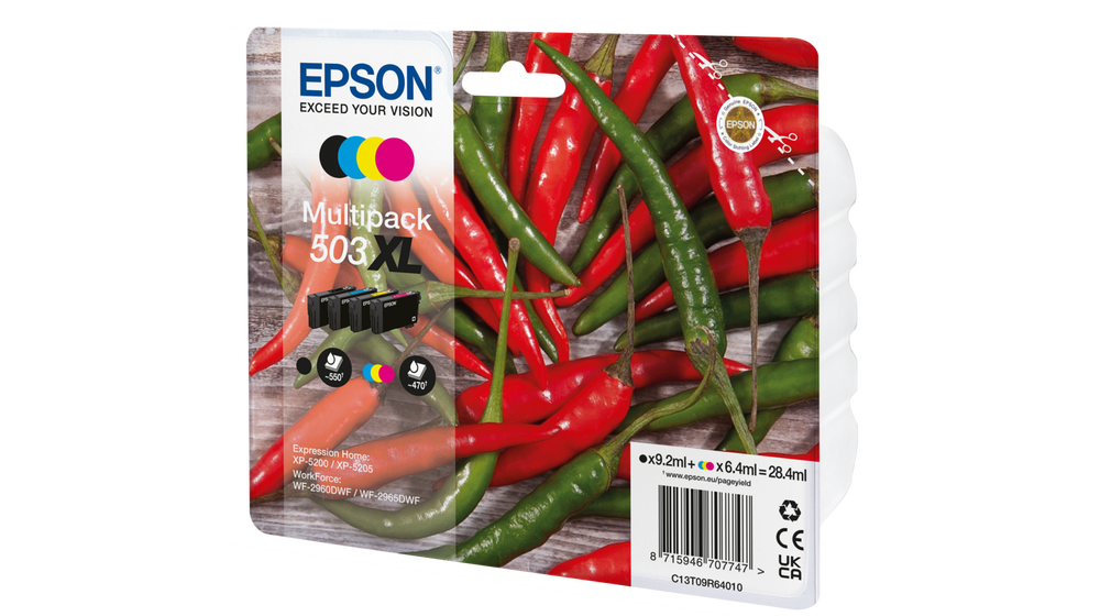 EPSON 503XL/T09R64 (Peperoni) schwarz, cyan, magenta, gelb Druckerpatronen, 4er-Set