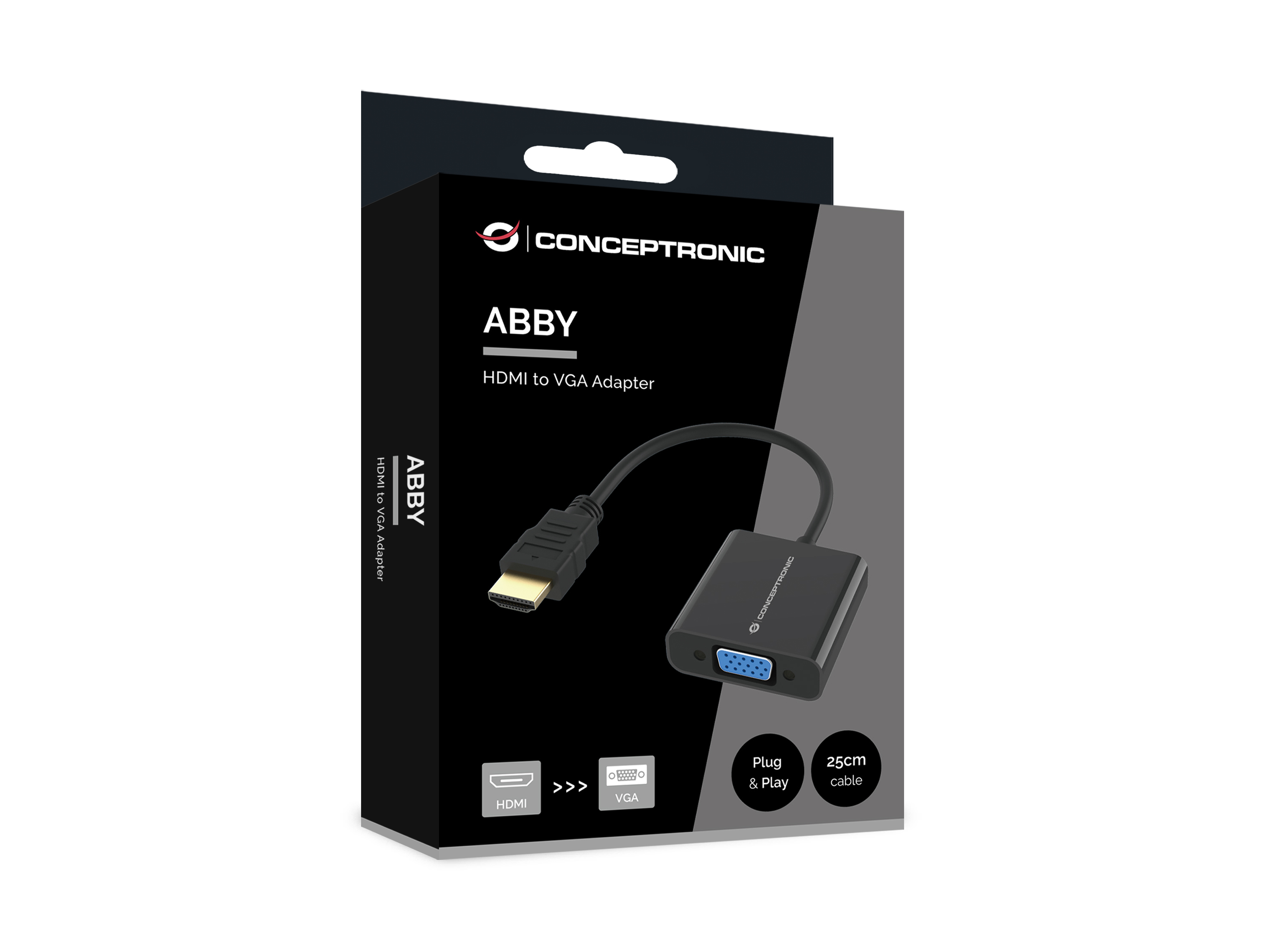CONCEPTRONIC Adapter HDMI->VGA 1080/60Hz 0.25m sw