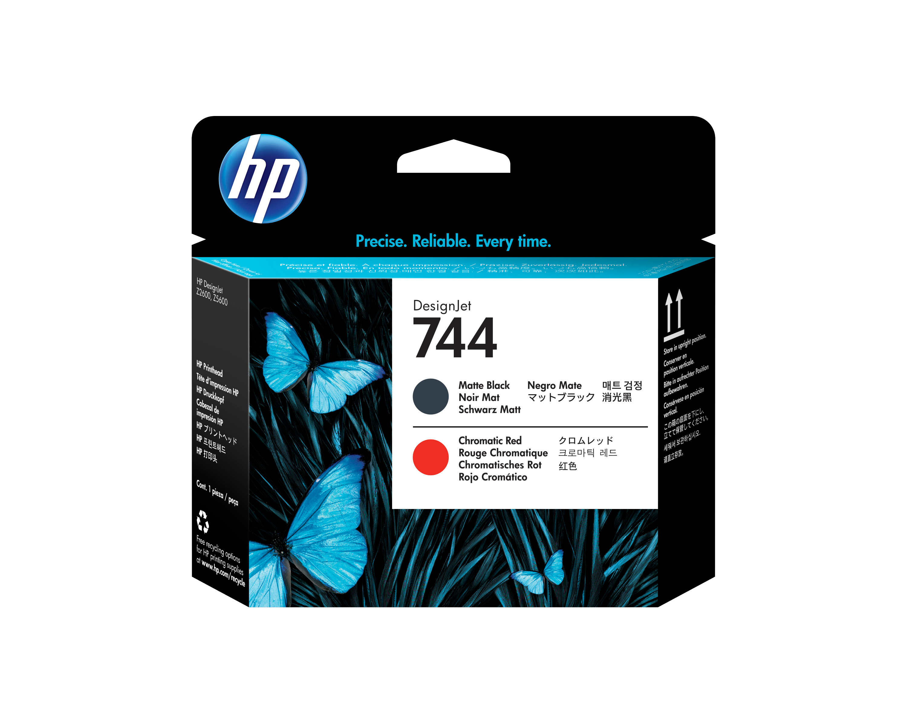 HP 744 Druckkopf Mattschwarz & Rot