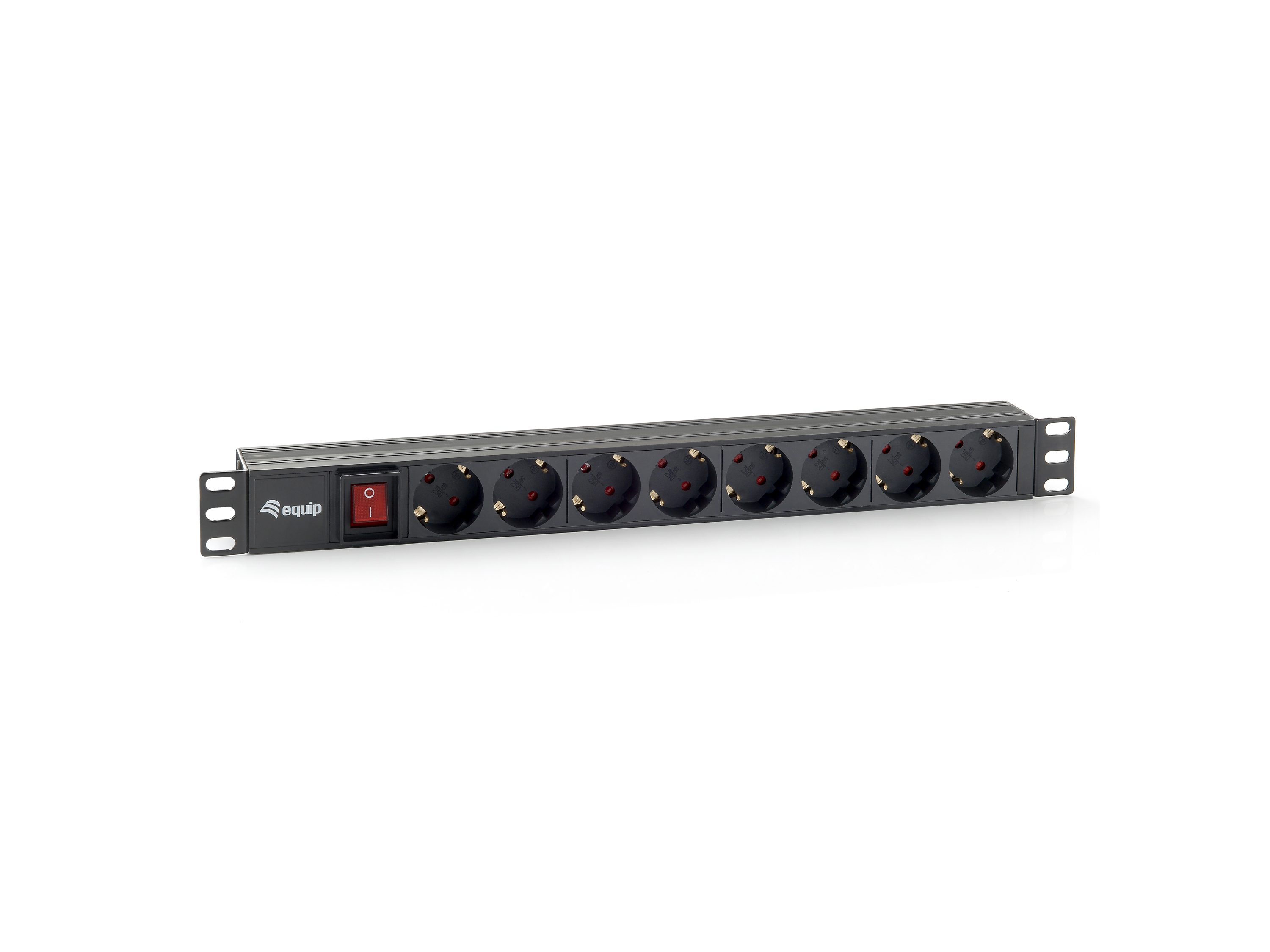 Equip 19 Steckdosenleiste 8xSchuko+Switch->St.90° sw. Pla.