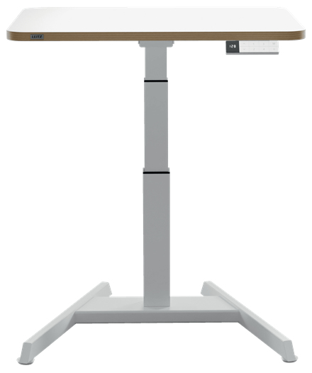 LEITZ Ergo 65340001 elektrisch höhenverstellbarer Schreibtisch weiß rechteckig, A-Fuß-Gestell weiß 80,0 x 60,0 cm