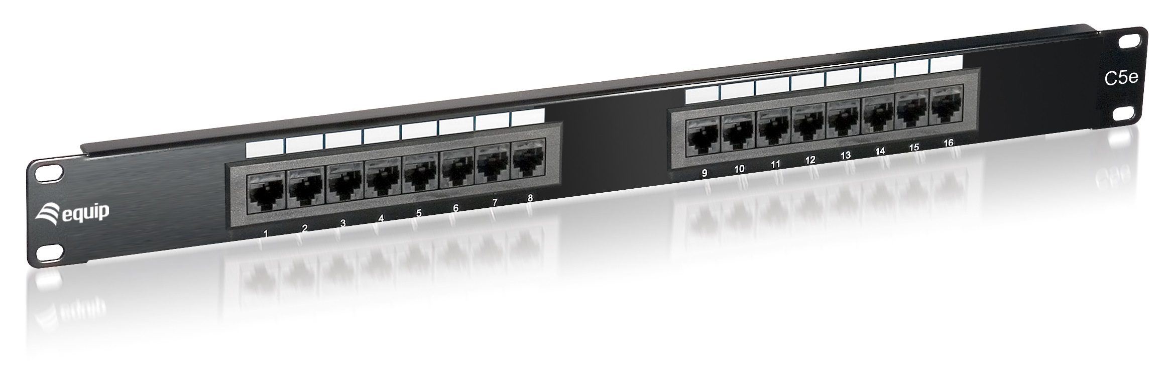 Equip 19 Patchpanel 16xRJ45 Cat5e UTP 1U 100MHz RAL9005