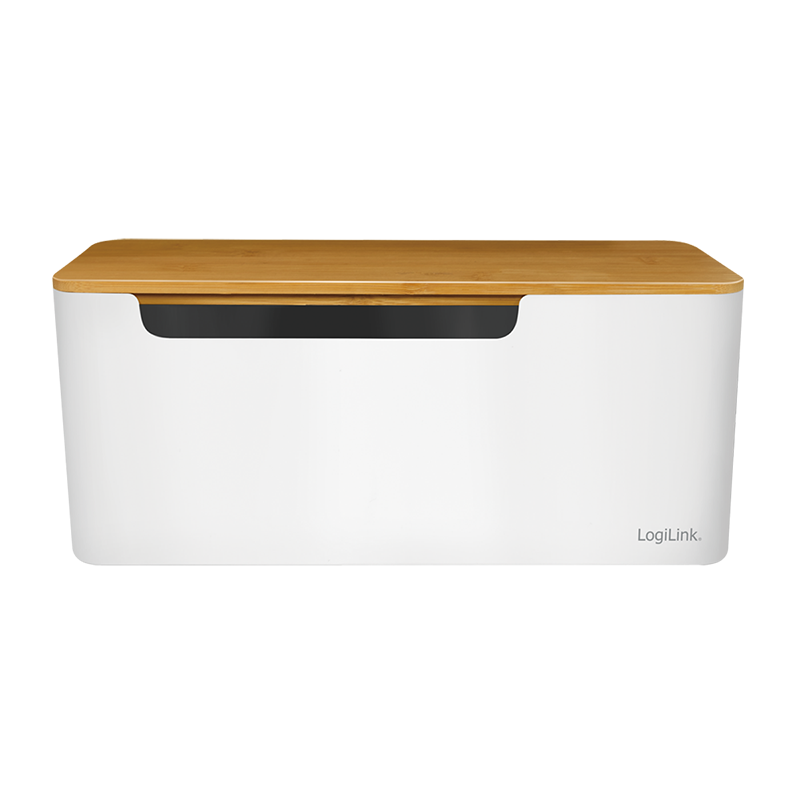 Management Cable Box Bambus-Deckel 320 x 140 x 130mm LogiLink White