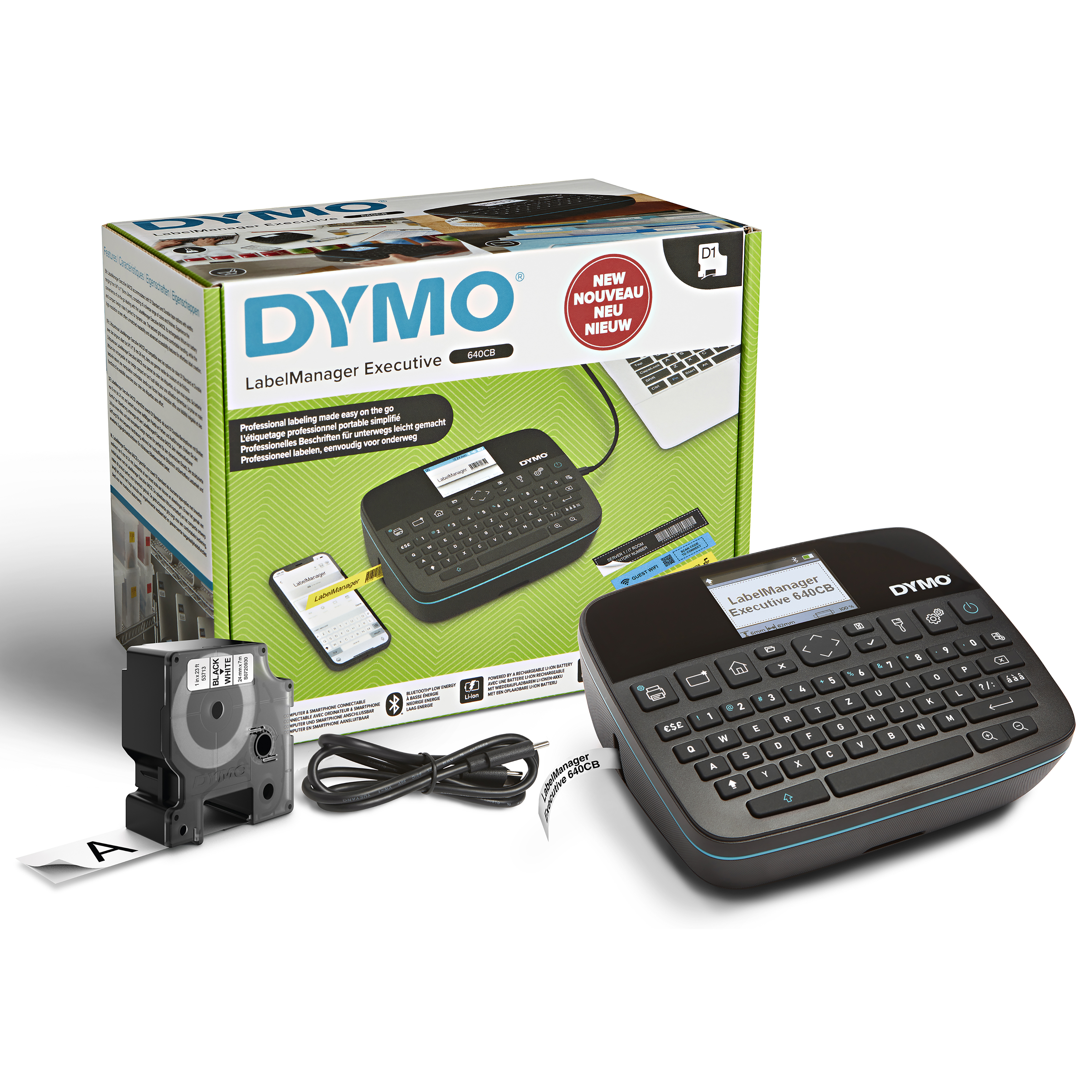 DYMO LabelManager 640CB 6/9/12/19/24mm D1-Bänder Qwertz