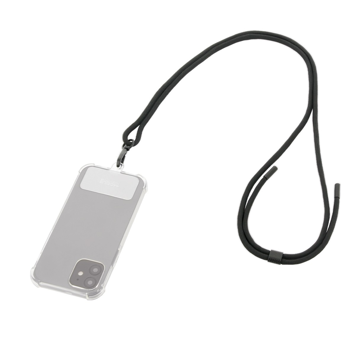 UNIVERSAL REMOVABLE SMARTPHONE LANYARD 75 CM - BLACK - SOFT BAG