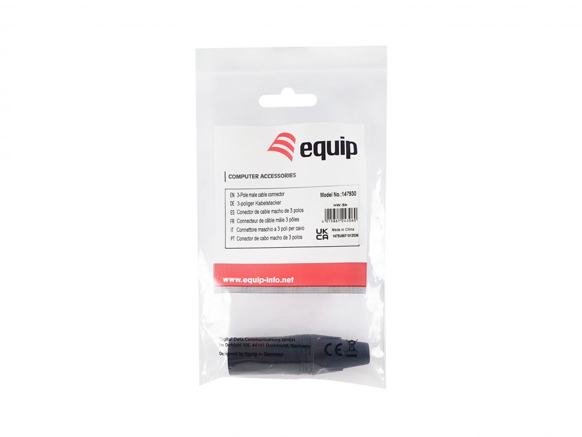 Equip Kabelverbinder 3-Polig Stecker schwarz