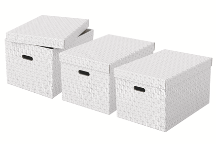 Esselte Home Aufbewahrungsboxen 50,0 l weiß 35,5 x 51,0 x 30,5 cm, 3 St.