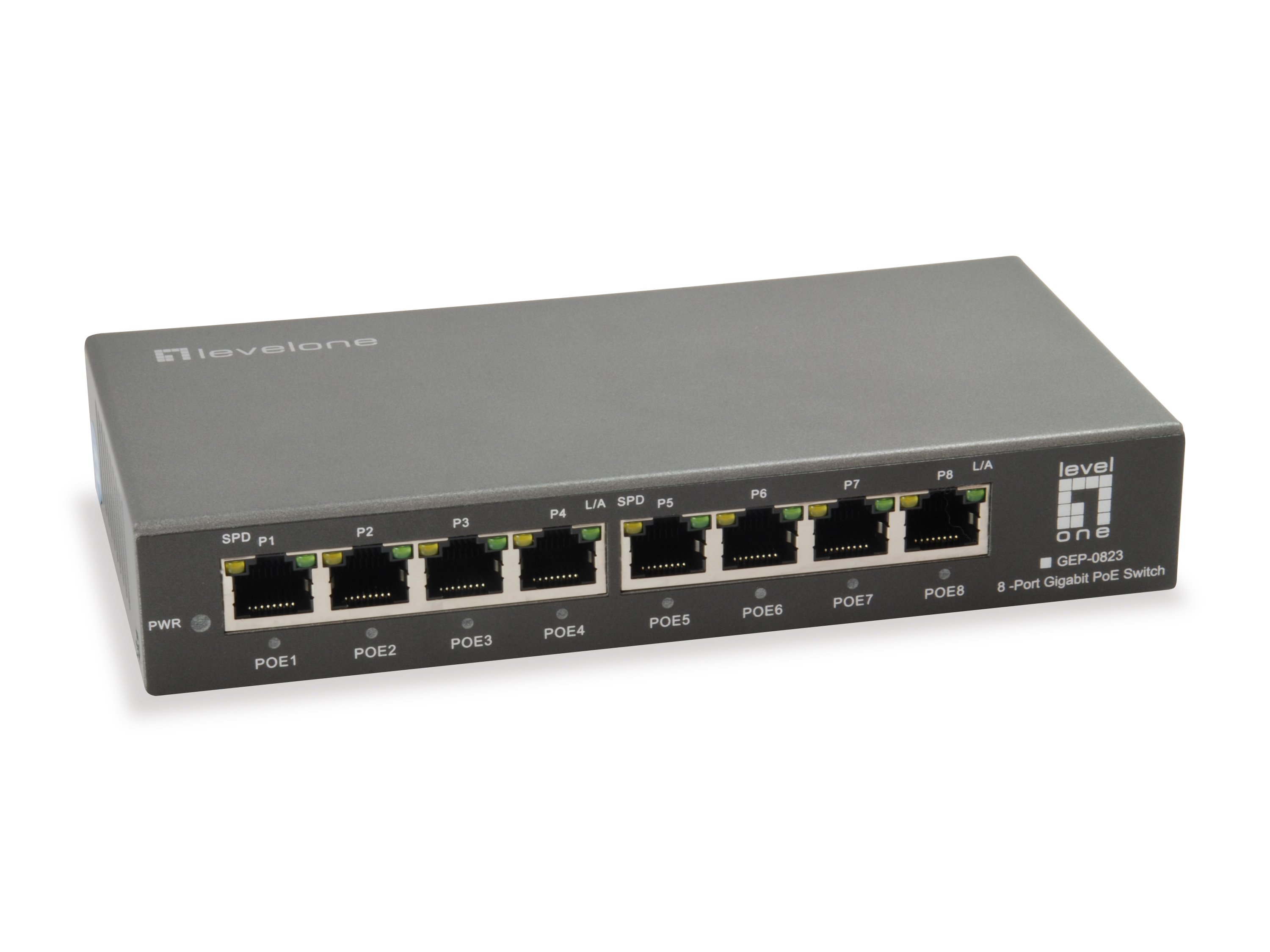 LevelOne PoE+Switch 8xGE PoE 120W unmanaged Metall