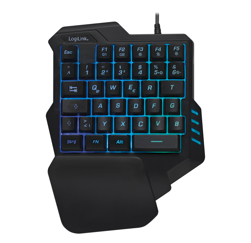Logilink Einhand-Gaming Tastatur, beleuchtet, schwarz