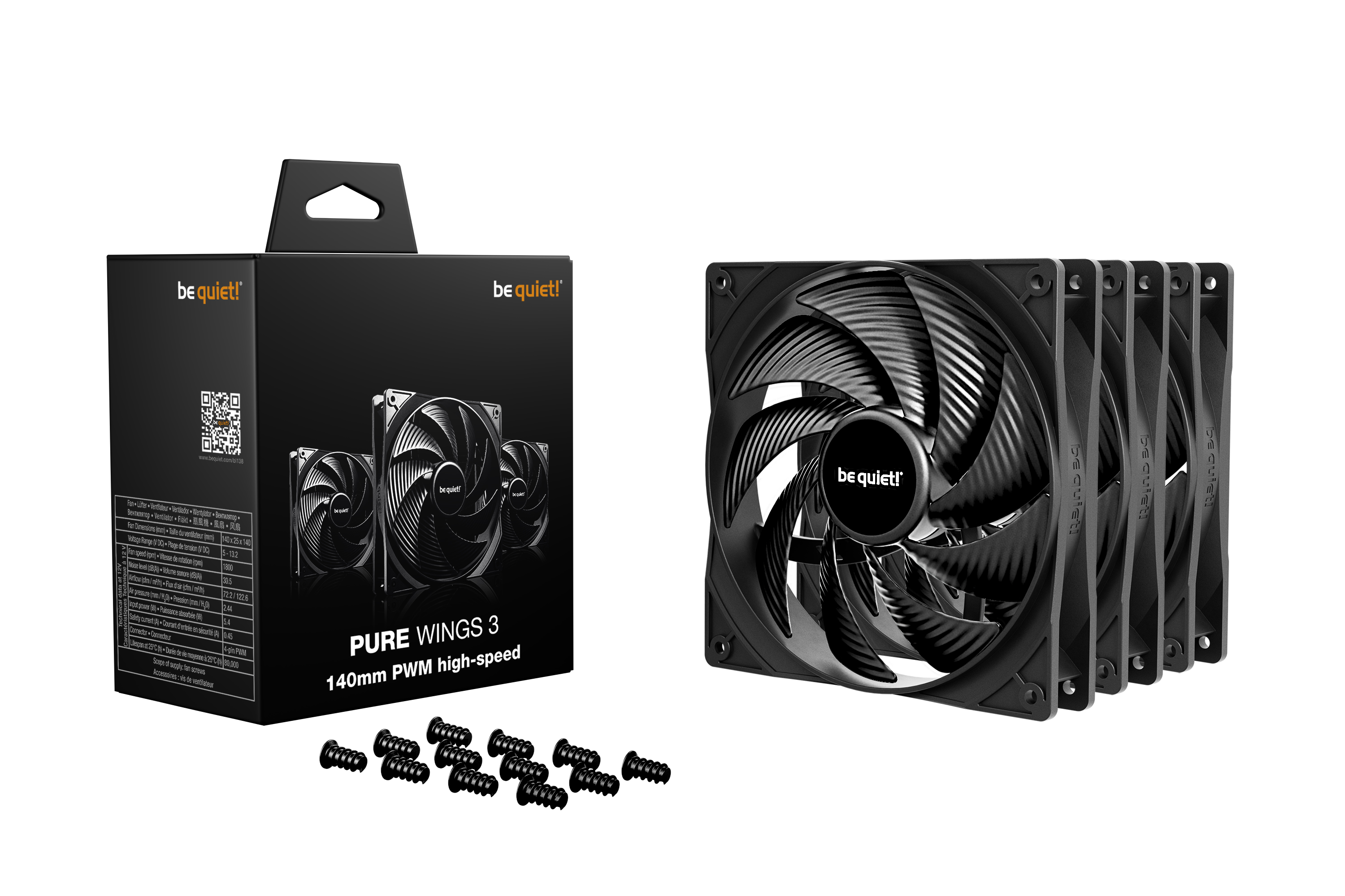Pure Wings 3 140mm PWM high-speed 3-Pack, Gehäuselüfter