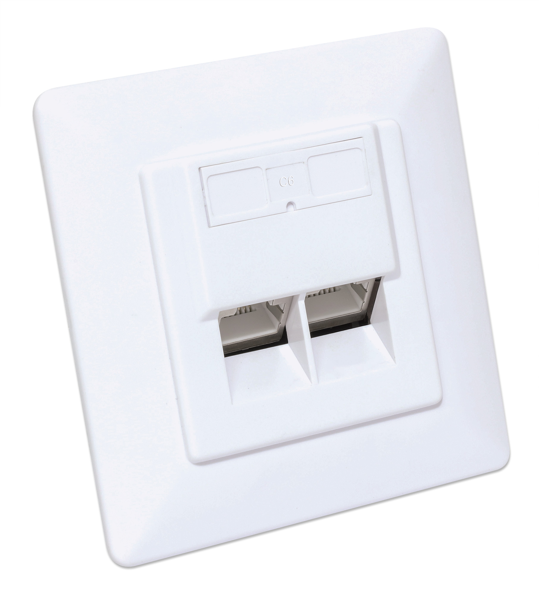 INTELLINET 2-Port Cat6 10G RJ45-Unterputzdose STP weiß