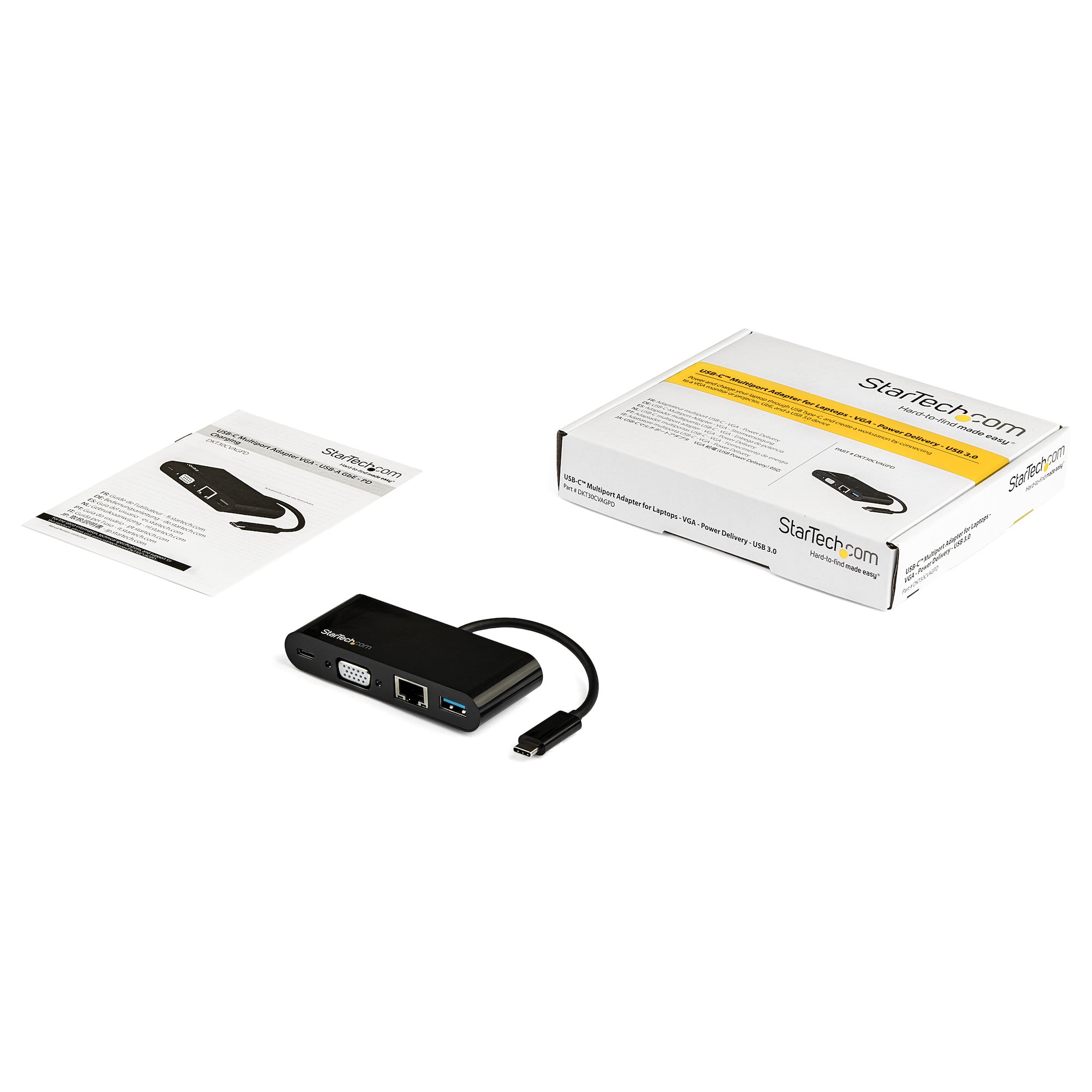 USB C VGA MULTIPORT ADAPTER USB PD CHARGING 60W USB 3.0 GBE