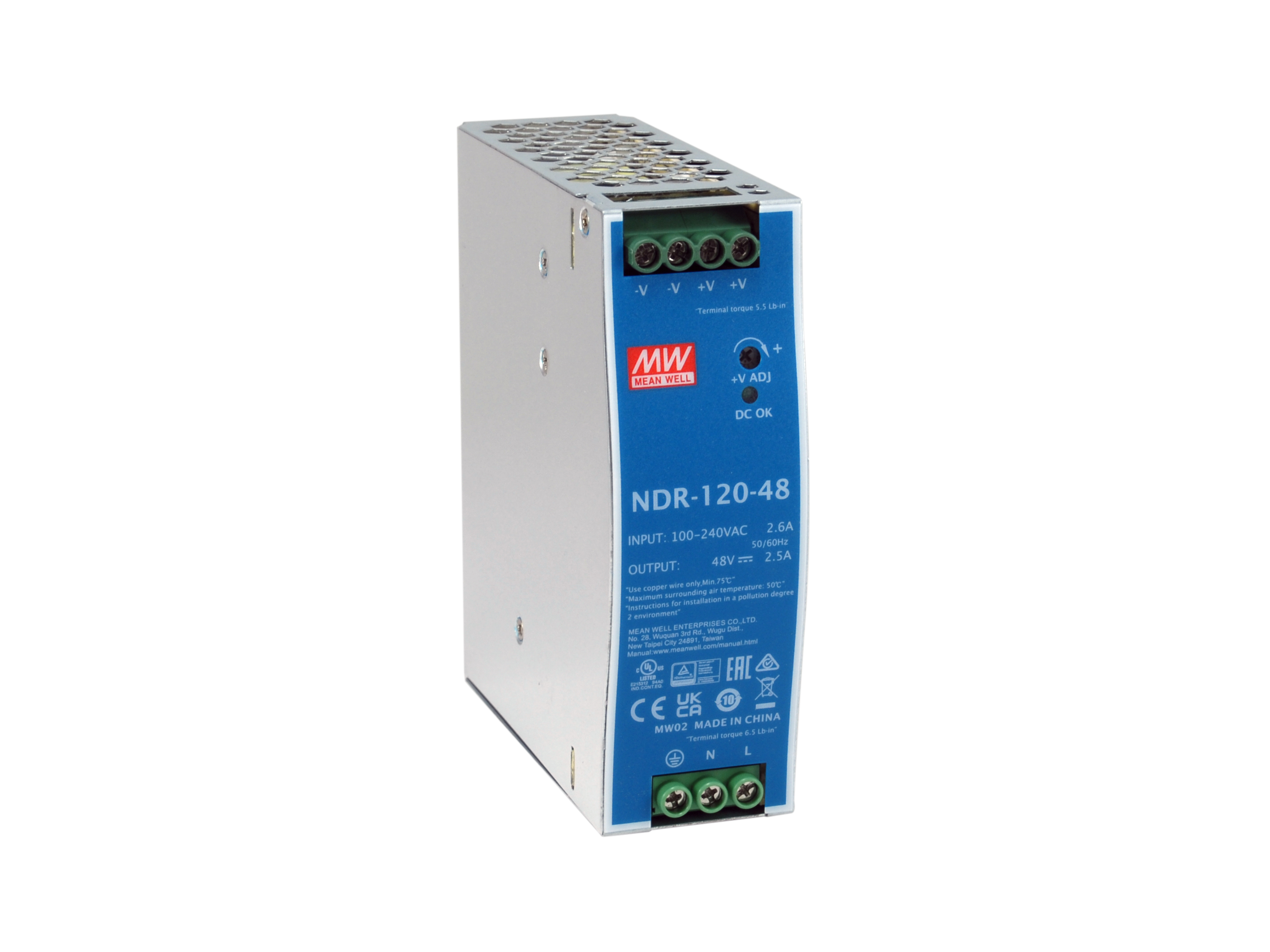 LevelOne Industrie Netzteil 48VDC/120W+DIN-Schiene silber