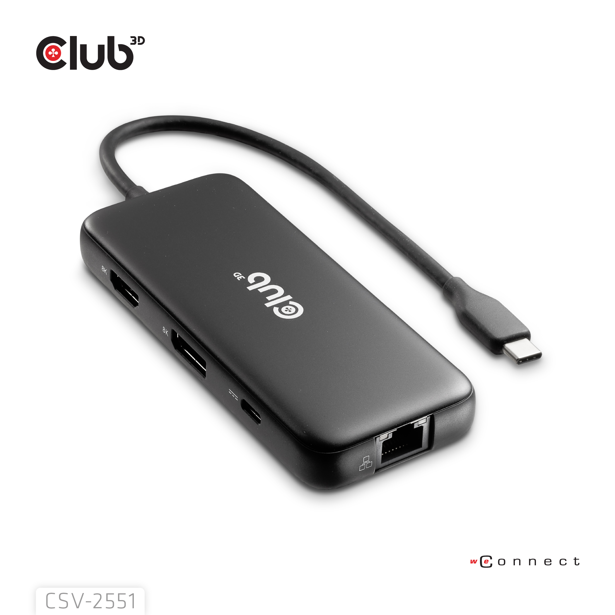 Club3D USB-C 8in1-HUB >DP1.4/HDMI2.0/USB-C/LAN 8K30Hz PD100W retail