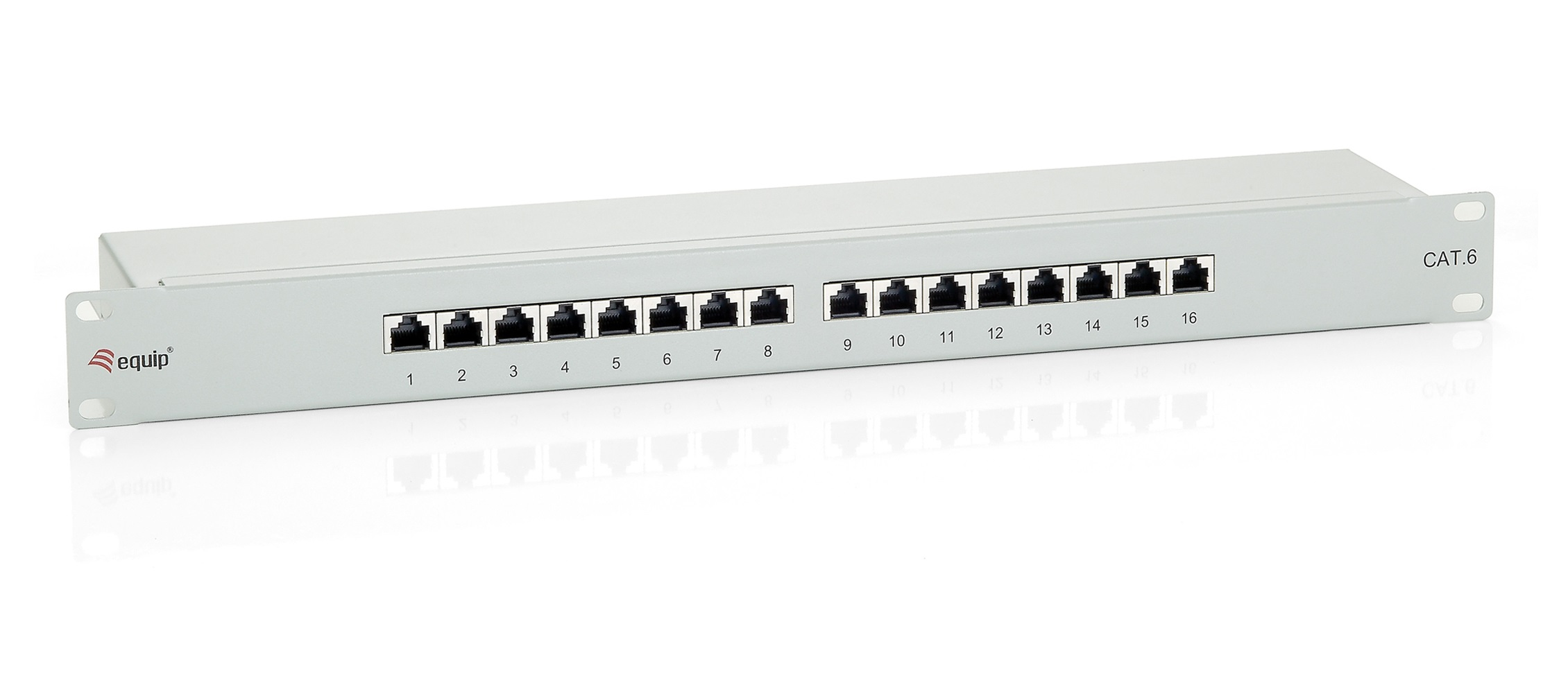Equip 19 Patchpanel 16xRJ45 Cat6 FTP 1U 250MHz RAL7035