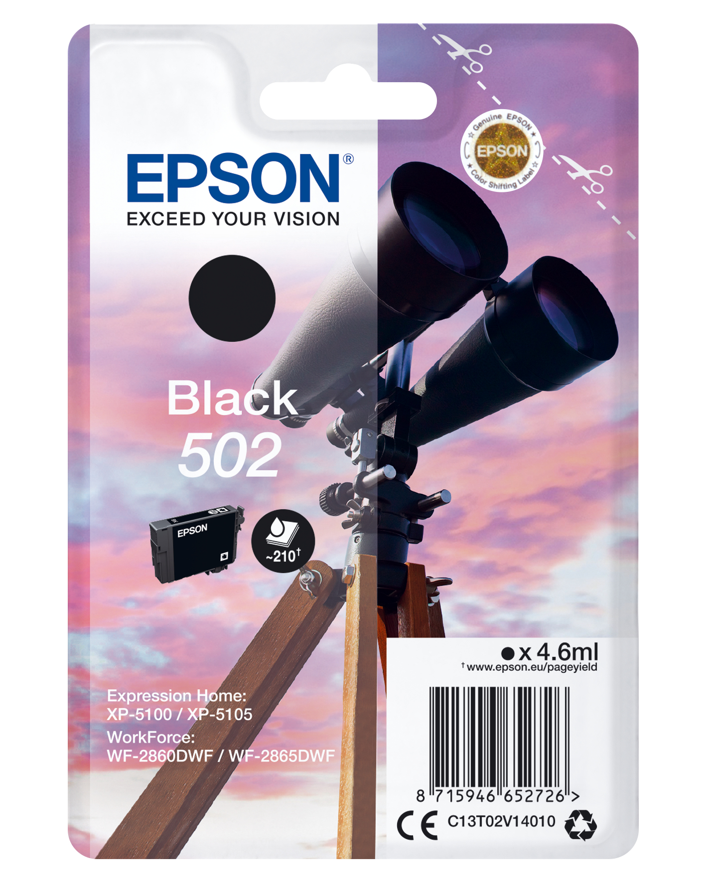 EPSON 502/T02V14 (Fernglas) schwarz Druckerpatrone