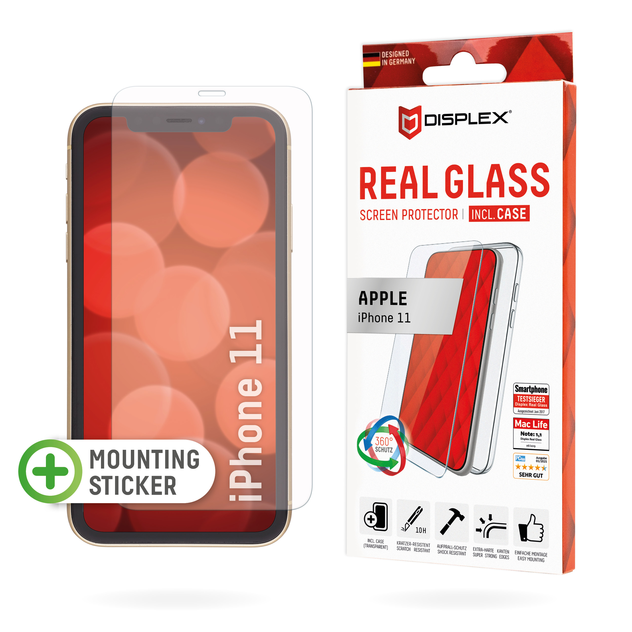 DISPLEX REAL GLASS + CASE F/ APPLE IPHONE 11