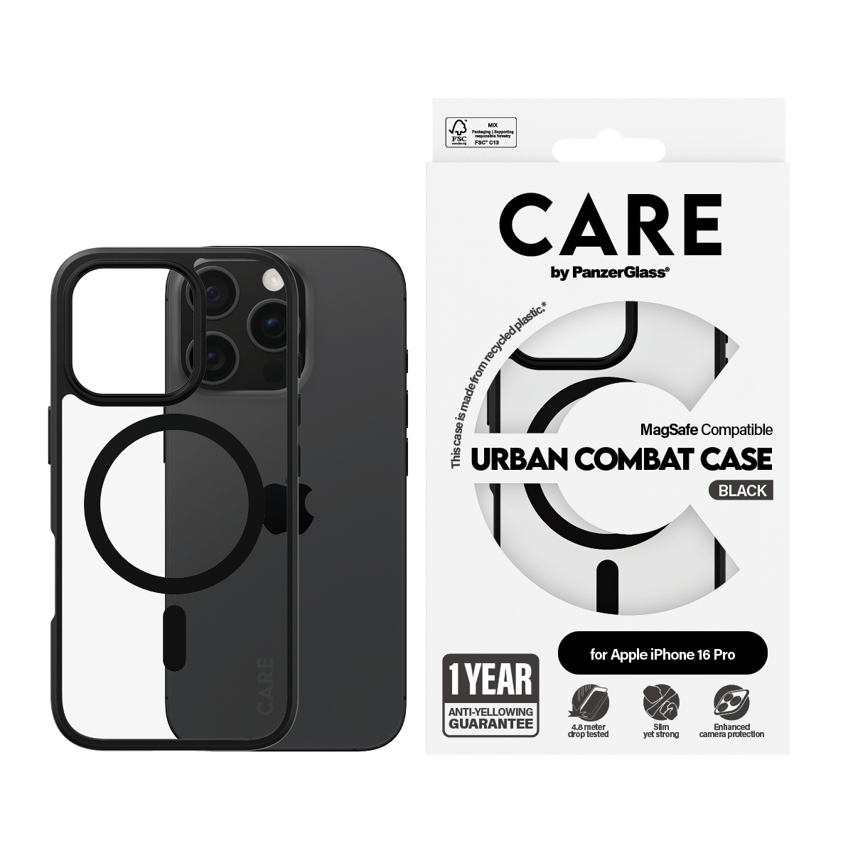 CARE BY PANZERGLASS CASE FLAGSHIP URBAN COMBAT BLACK MAGS