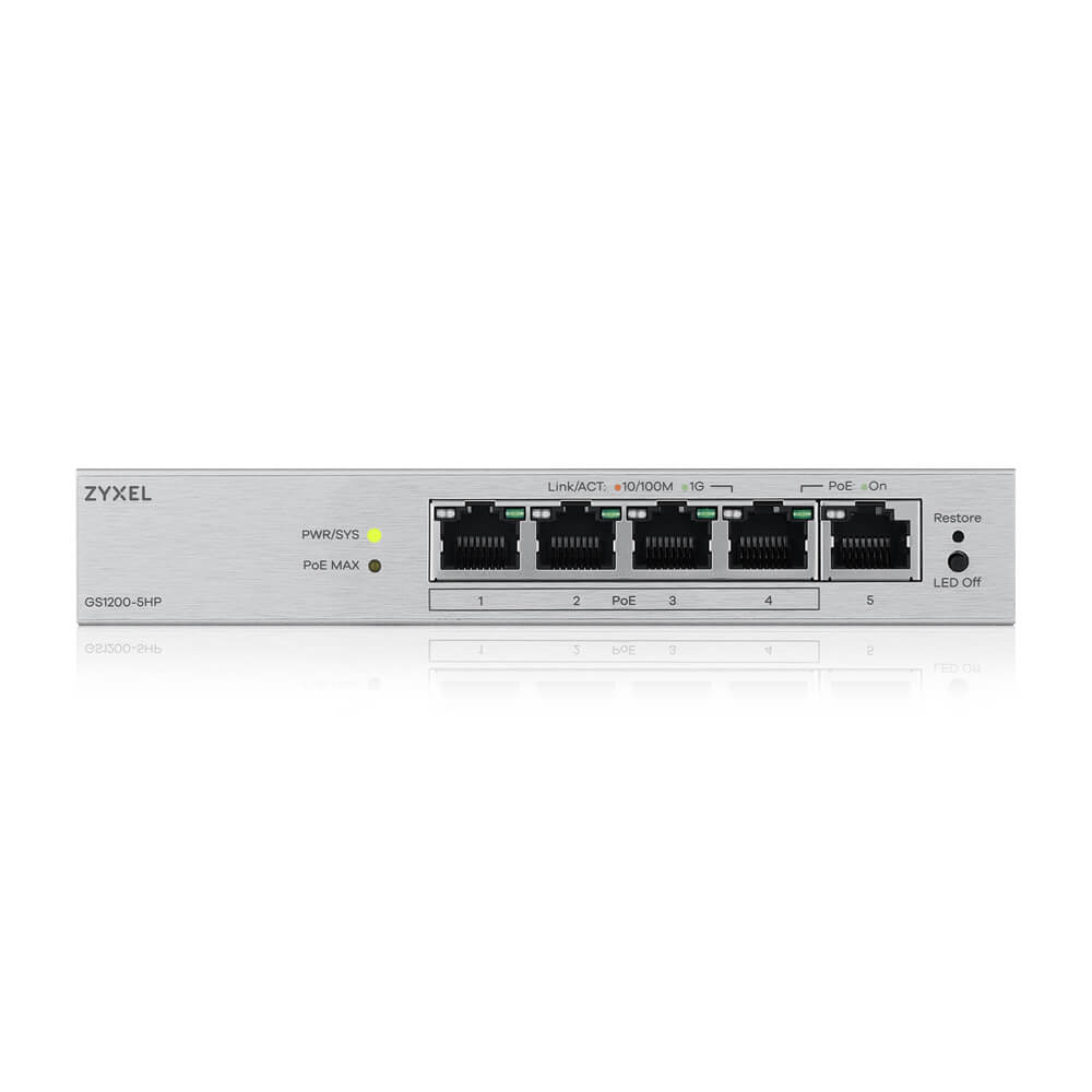 Zyxel GS1200-5HPV3 5-Port Gigabit PoE+ web/smart managed