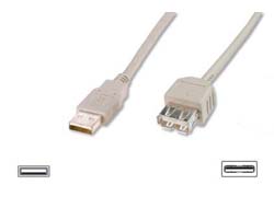 DIGITUS USB 2.0 Verlängerungskabel Typ A -A St/Bu 1.8m,beige
