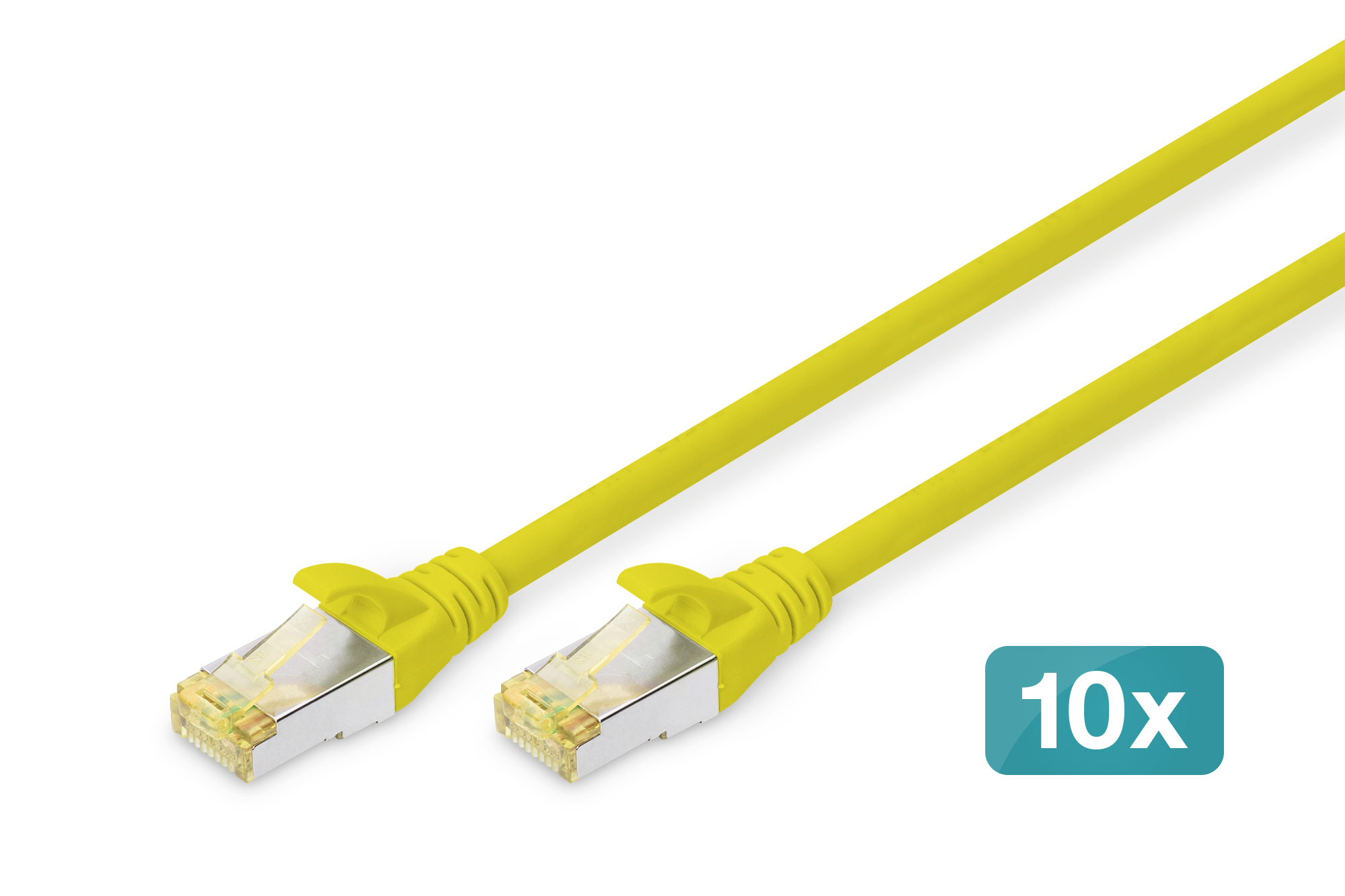 DIGITUS CAT 6A S/FTP Patchkabel, 10 Stück, 2m, gelb