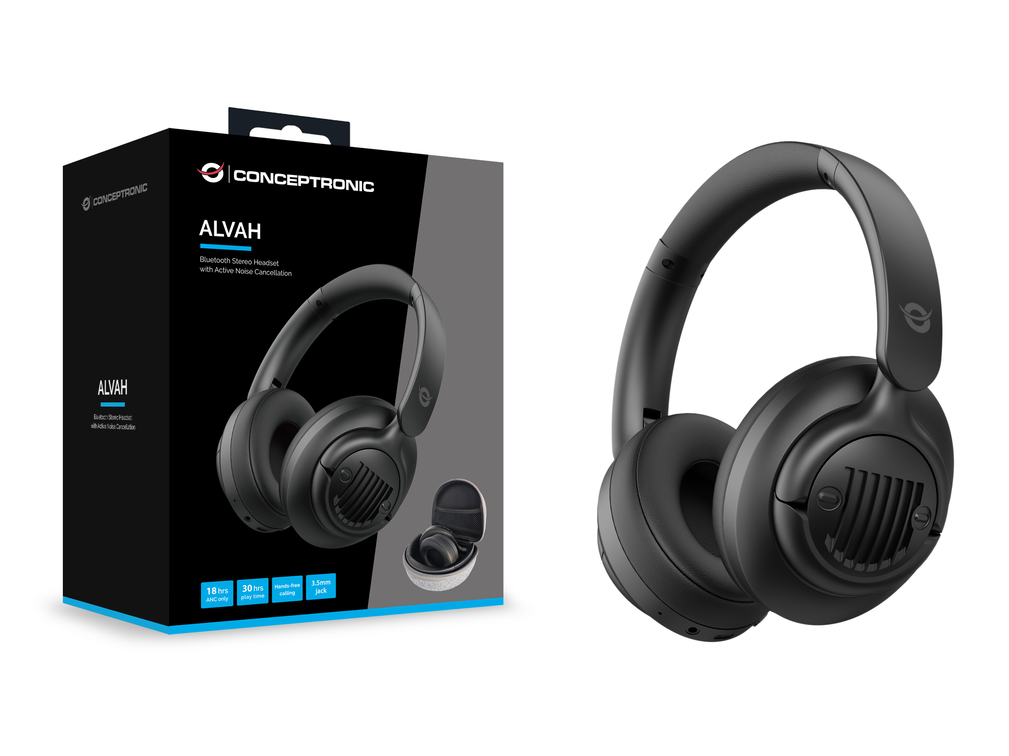CONCEPTRONIC Headset Stereo WLS BT5.4/Mikro/ANC/+ 30Std sw